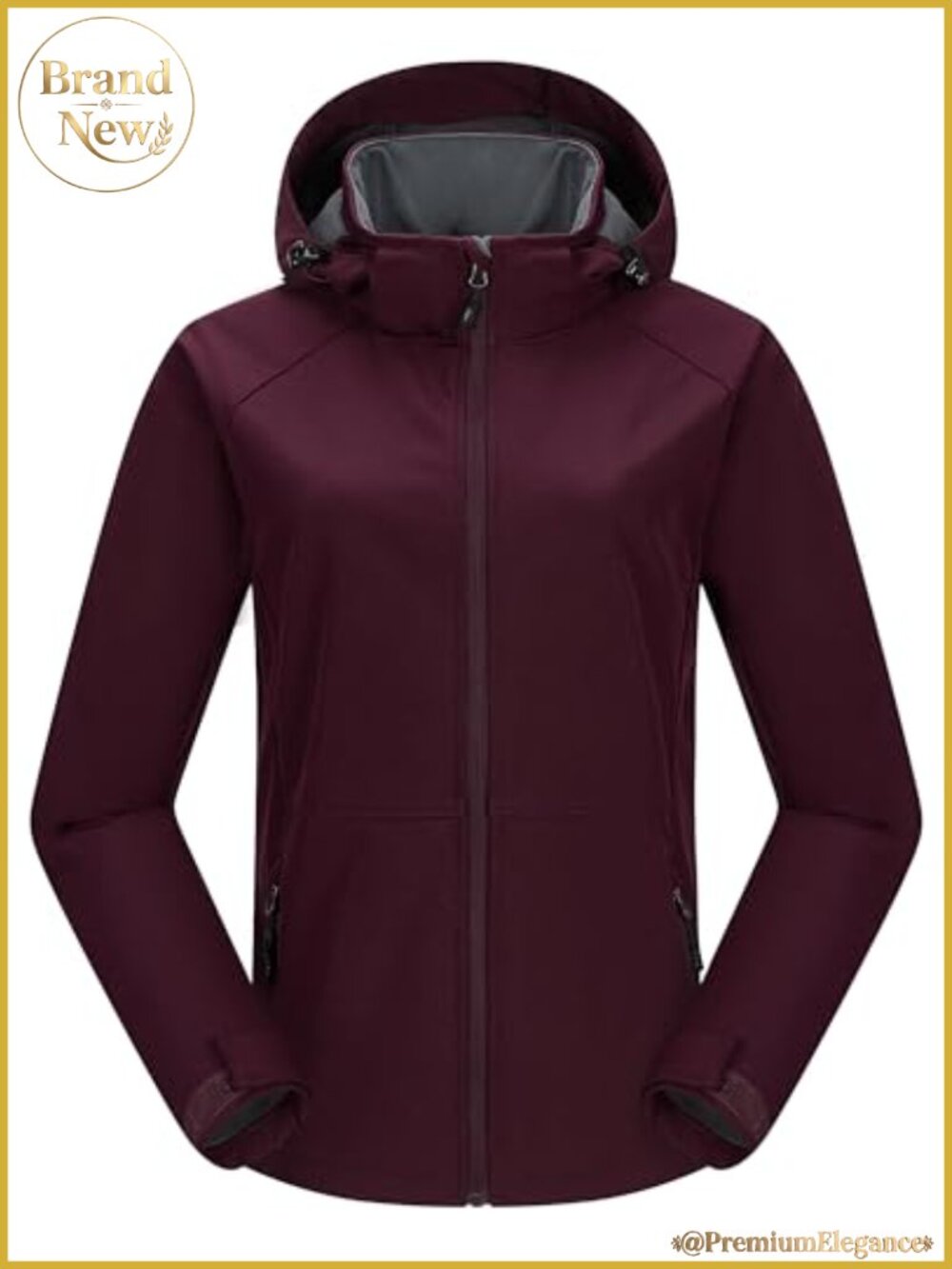 Women's Softshell Jacket Removable Hood Fleece Lined Waterproof Windbreaker